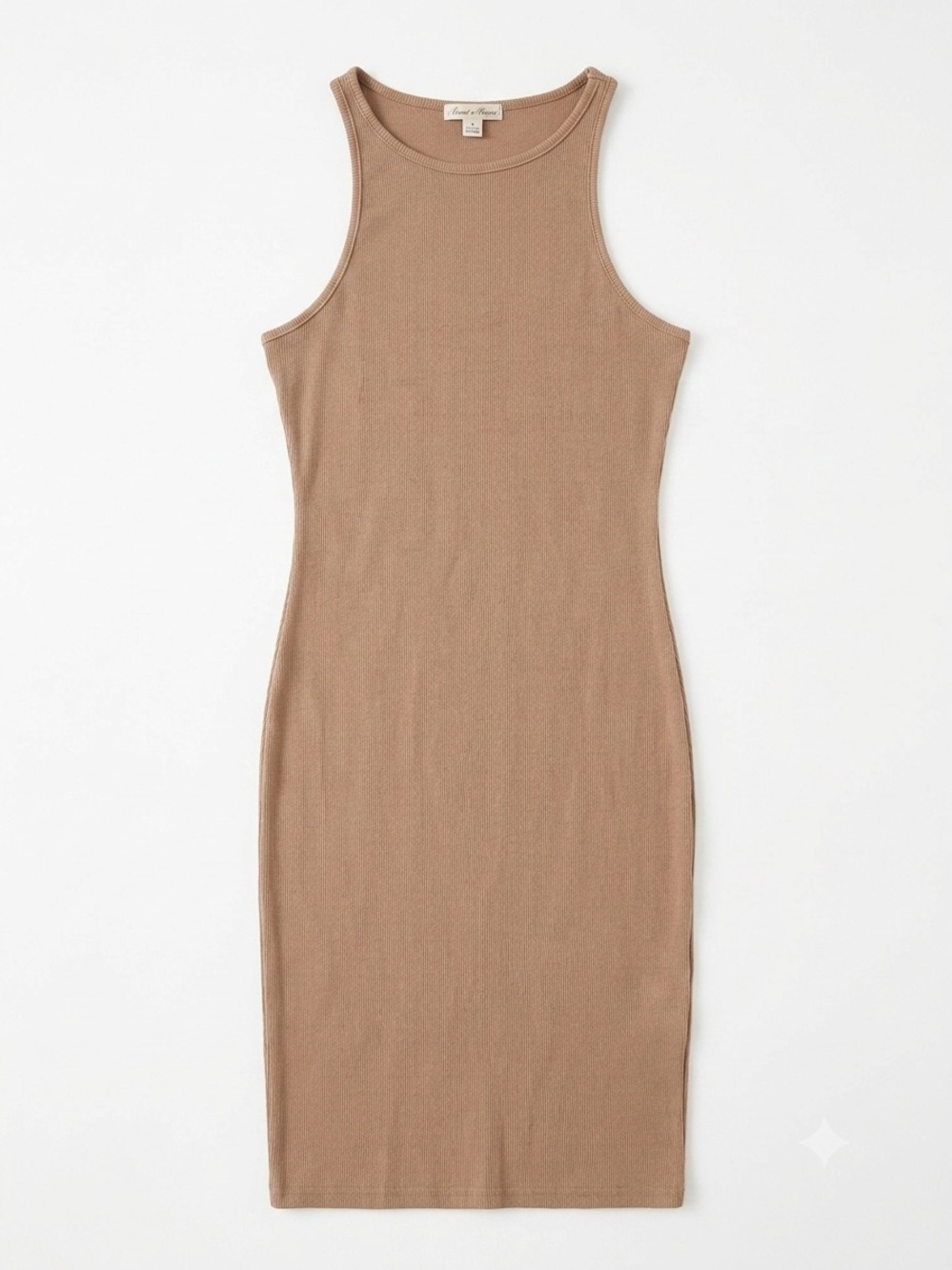 Heart Hips Sleeveless Ribbed Midi Dress in Taupe